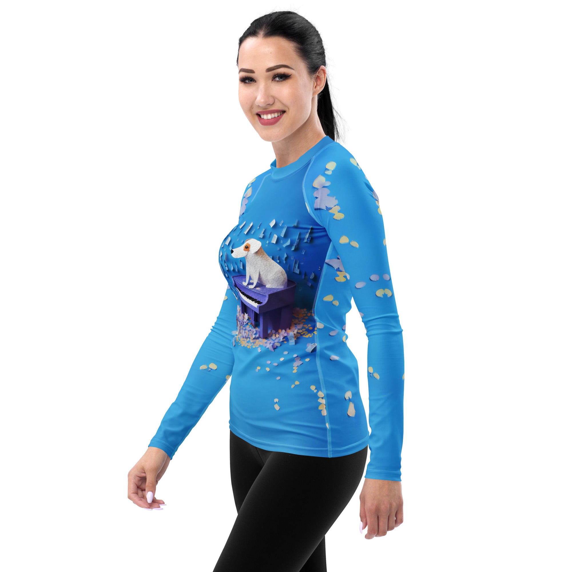 Kirigami Phoenix Flight Women's Rash Guard side view.