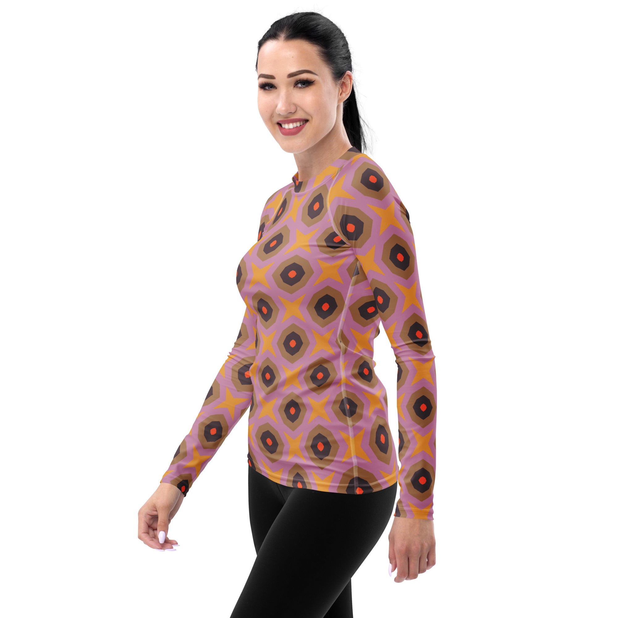 Stylish abstract pattern women's surf rash guard