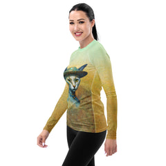 Stylish Women's Rash Guard with Cat Print for water sports