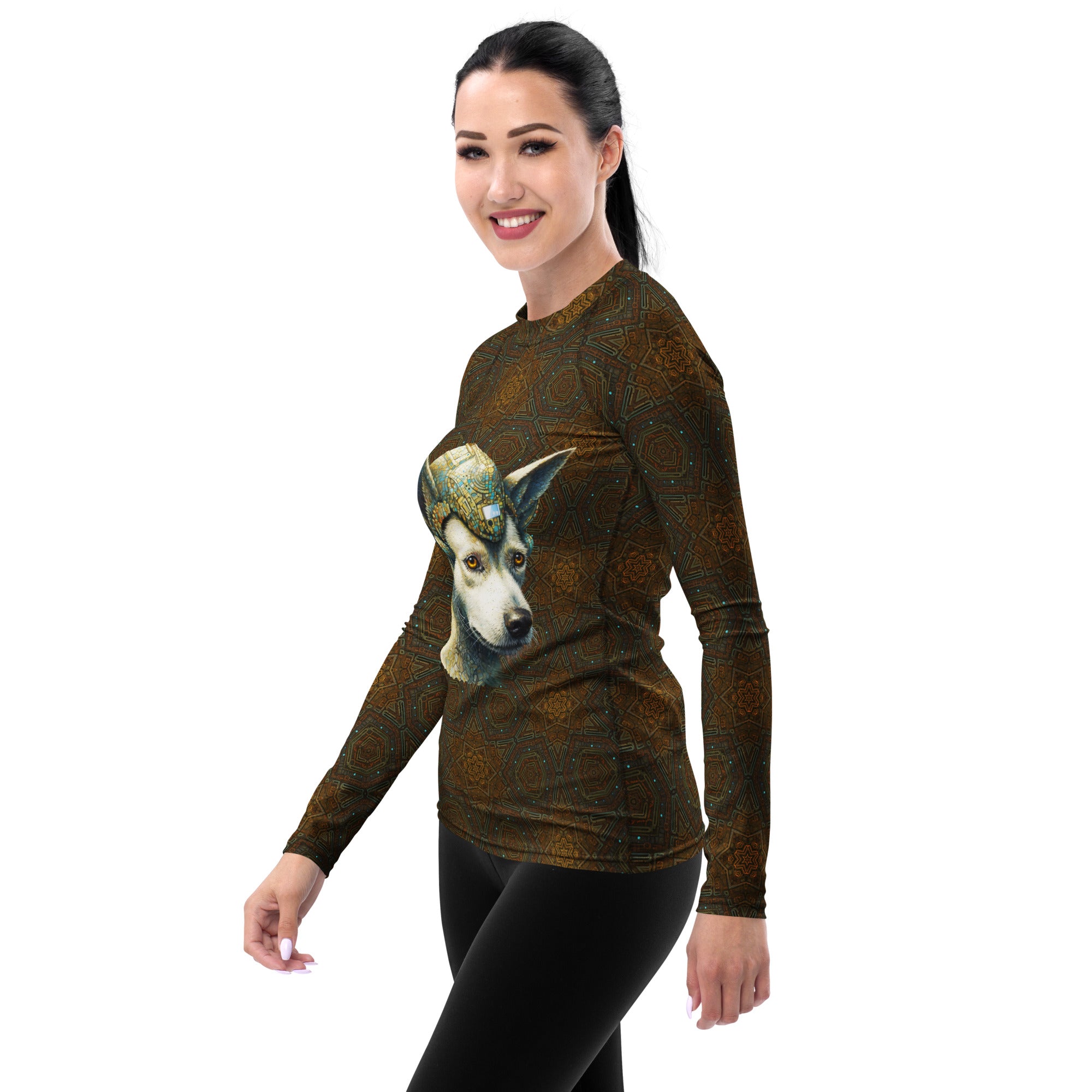 Pawfect Companion Dog women's rash guard flat lay view