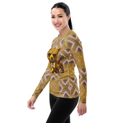 Close-up of Bear Wilderness women's rash guard fabric