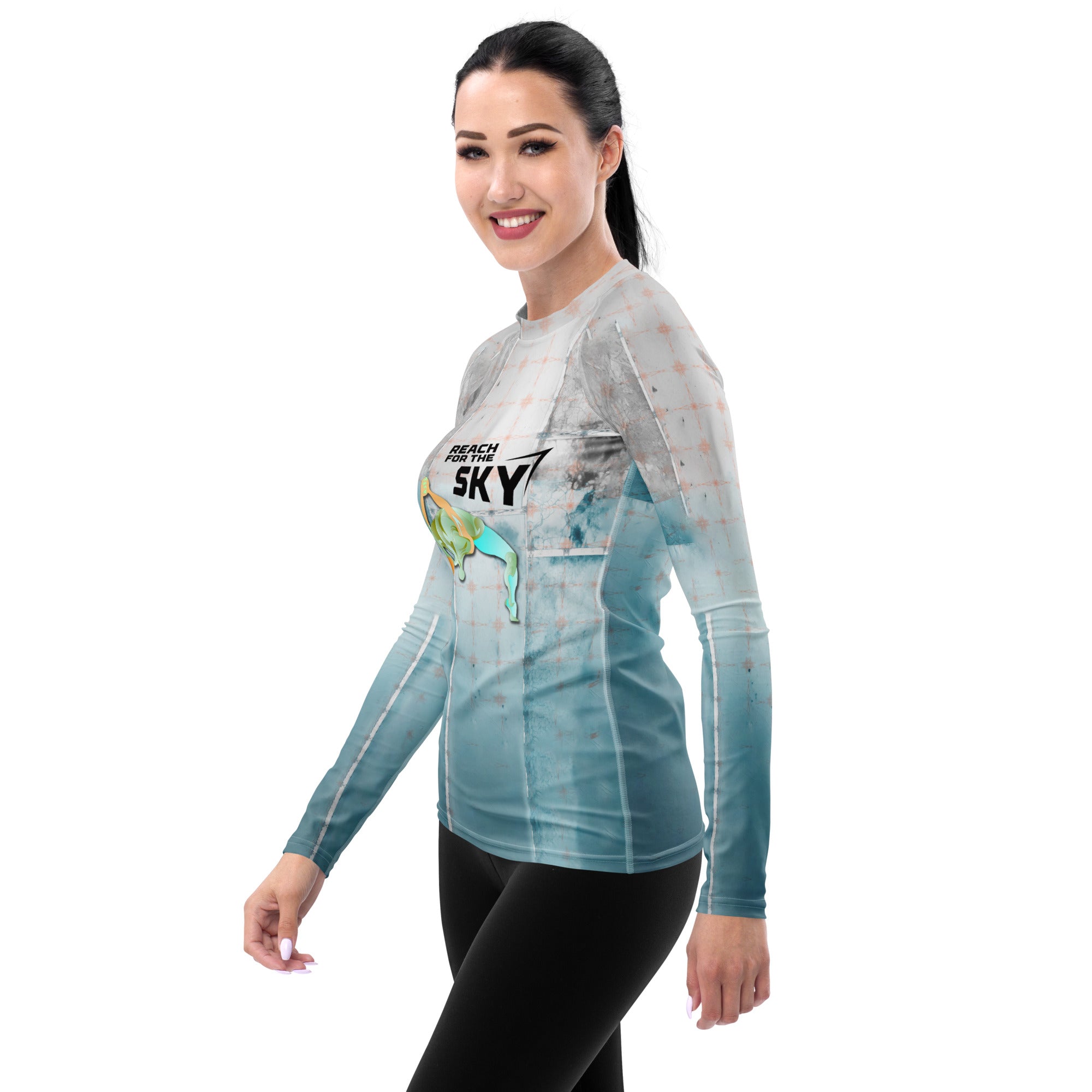 Protective and stylish Serenity Flow women's rash guard.