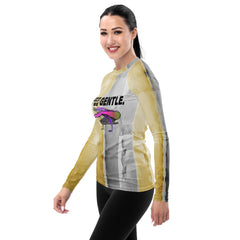 Protective and stylish Sunrise Salutation women's rash guard.