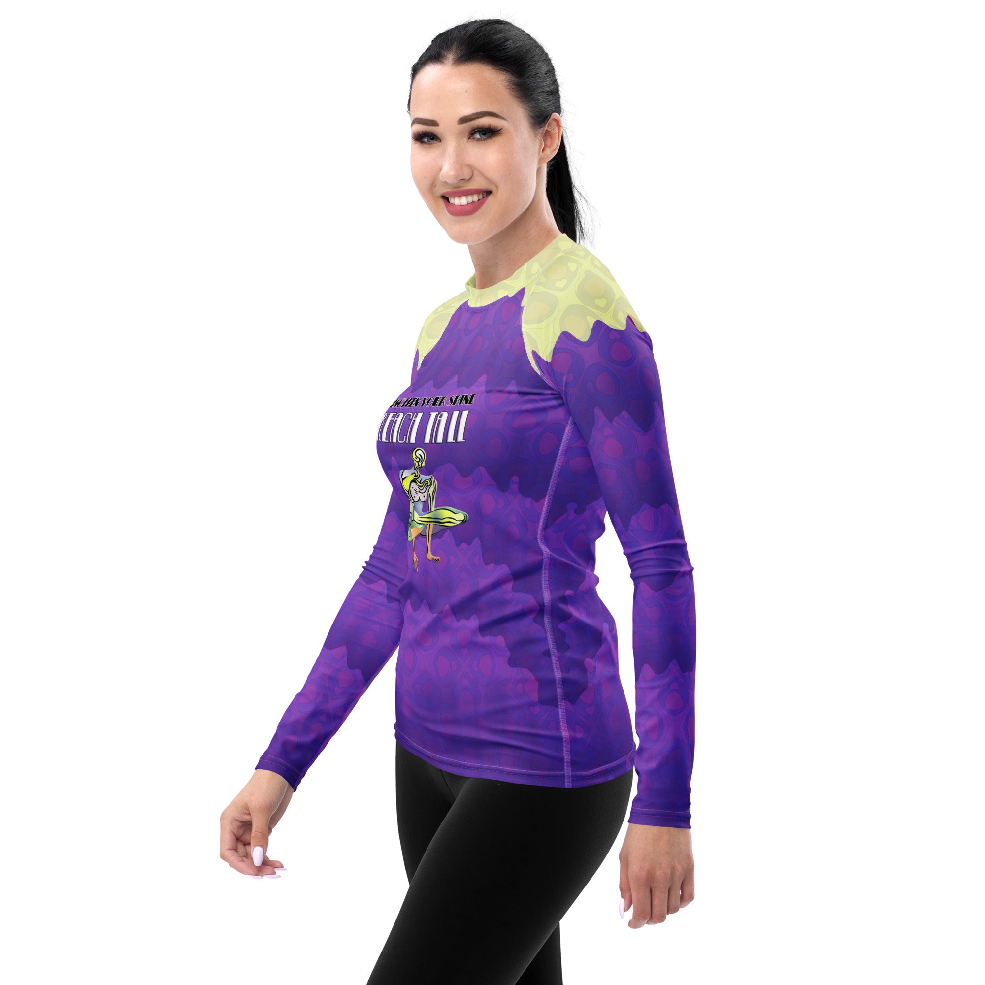 Tree Pose themed rash guard for centered fitness enthusiasts.