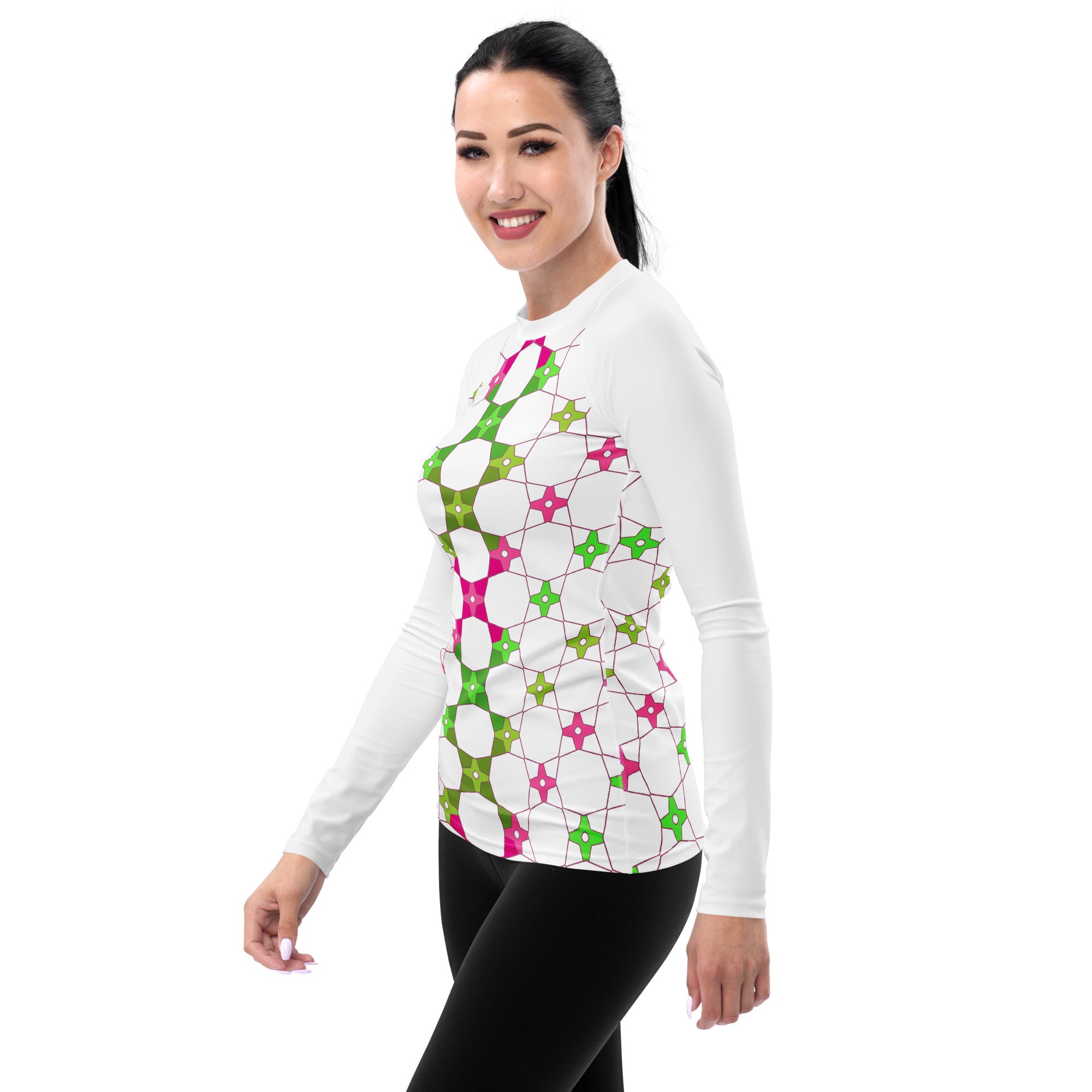 Active woman wearing Urban Edge Women's Rash Guard