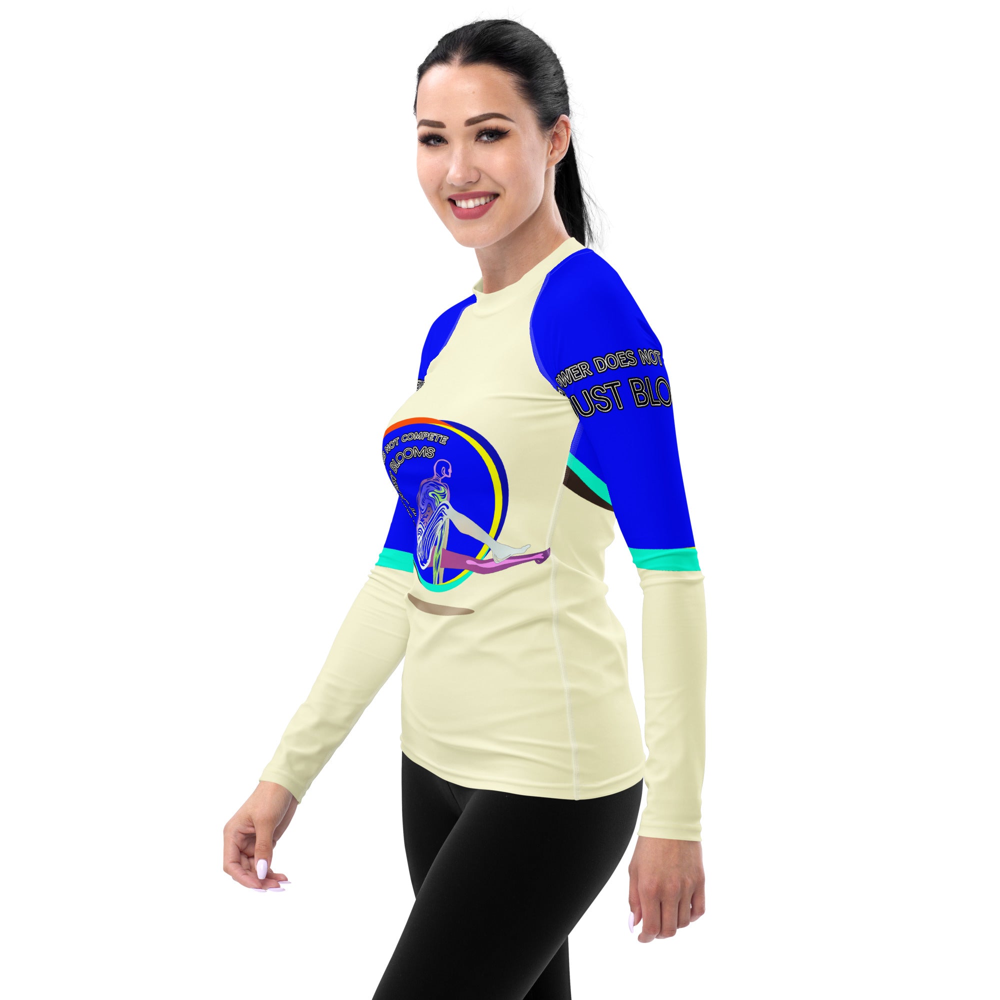 Celestial Stretch Women's Rash Guard - Side View.
