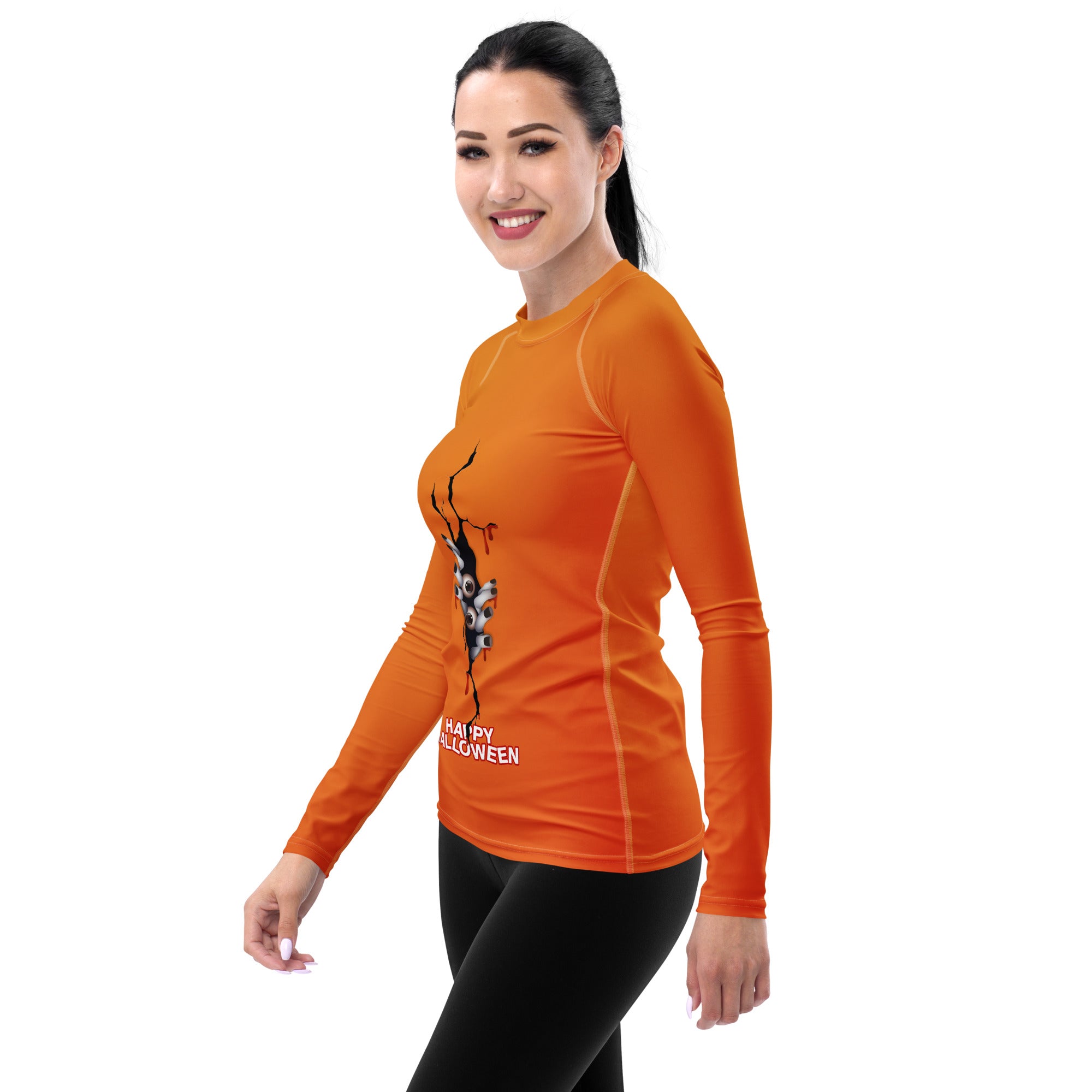 Halloween-themed Women's Rash Guard with eerie eyes
