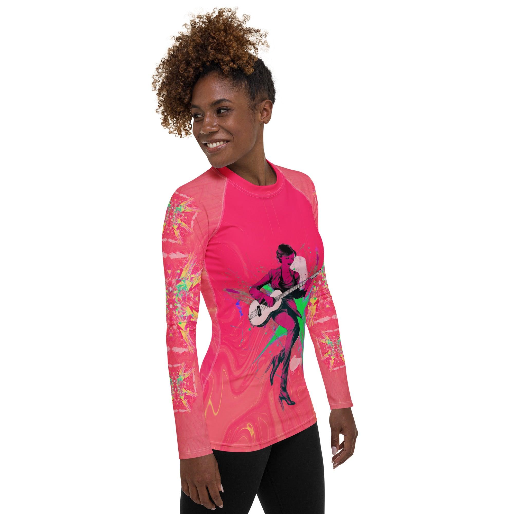 Saxophone Serenade All-Over Print Women's Rash Guard - Beyond T-shirts