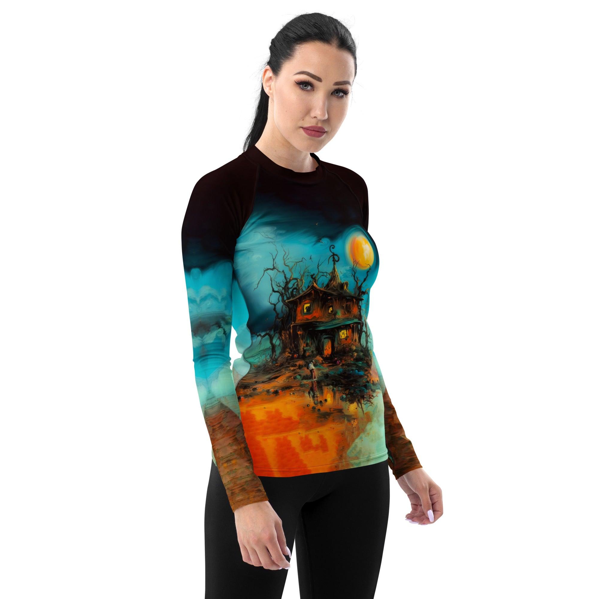 Haunted Night All-Over Print Women's Rash Guard - Embrace Halloween By The Sea - Beyond T-shirts