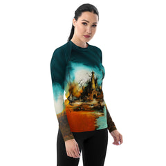 Moonlit Midnight Surf Women's Rash Guard Ride The Halloween Night Waves - Beyond T-shirts