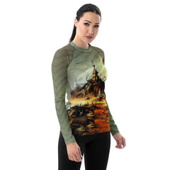 Wicked Waves All Over Print Women's Rash Guard Ride The Halloween Spirit - Beyond T-shirts