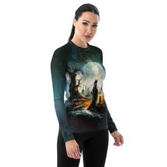 Halloween Haunts All Over Print Women's Rash Guard Ride The Spooky Seas - Beyond T-shirts