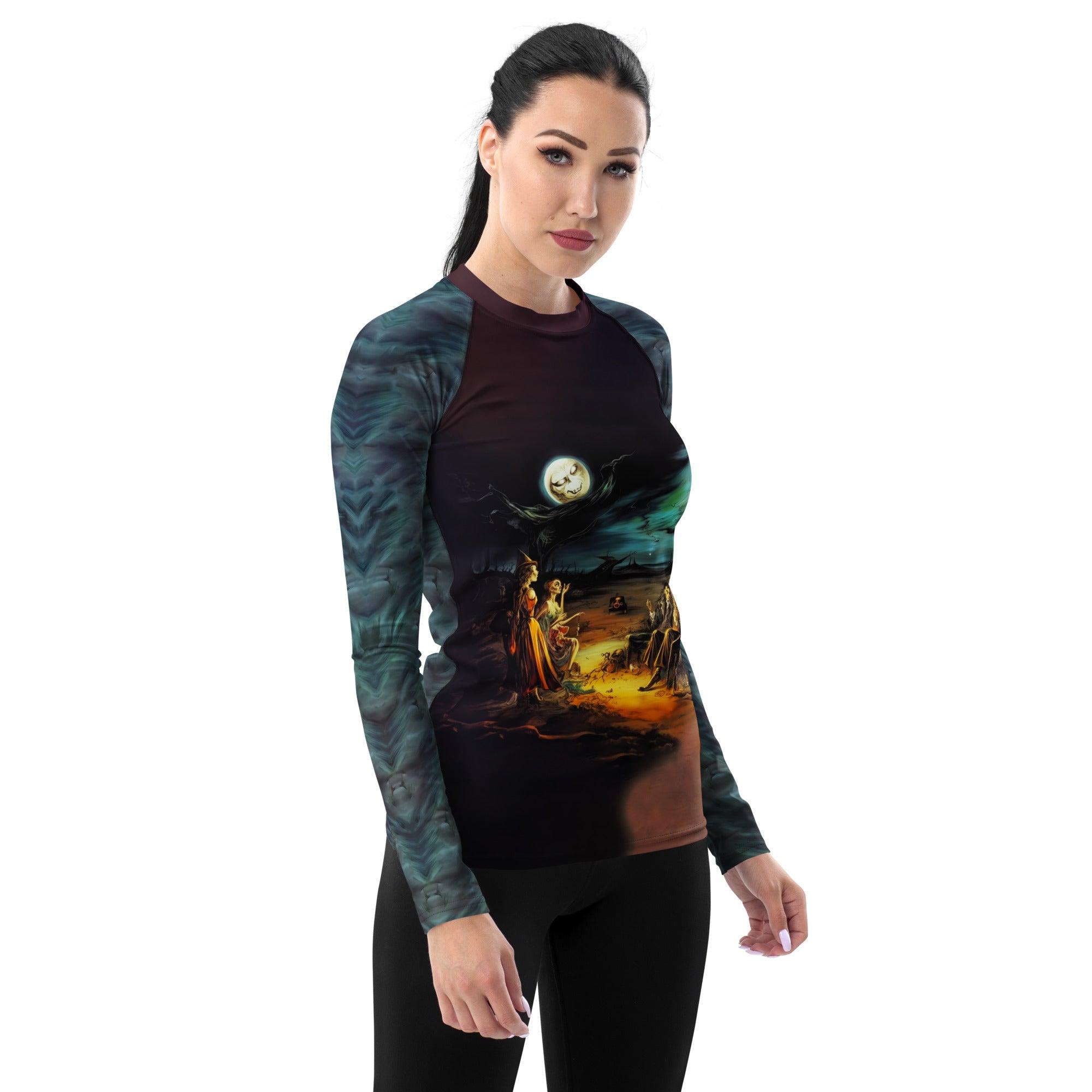 Haunted Coastline All-Over Print Women's Rash Guard Surfing The Spooky Seas - Beyond T-shirts