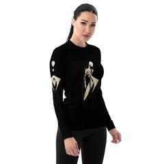 Chic Monochrome All-Over Print Women's Rash Guard - Beyond T-shirts