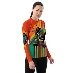 Stylish Serenade Women's All-Over Print Rash Guard - Beyond T-shirts