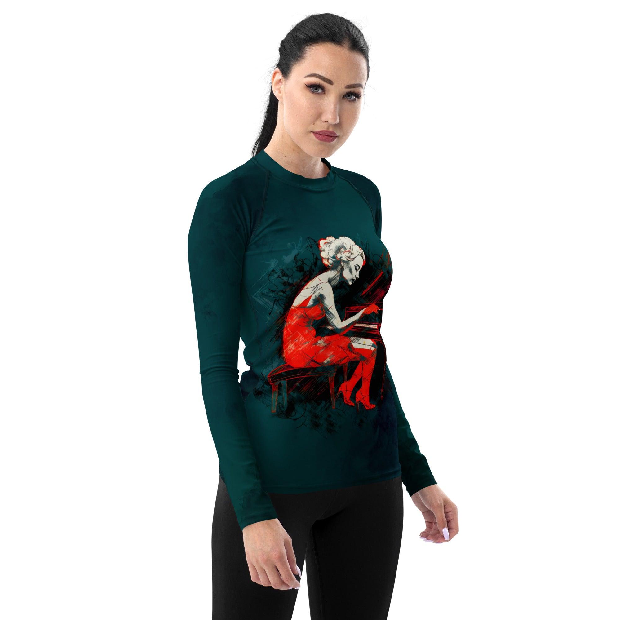 Melodic Expression Women's All-Over Print Rash Guard - Beyond T-shirts