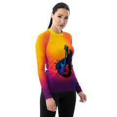 Symphony Splash Women's Rash Guard - Musical Notes Beachwear - Beyond T-shirts