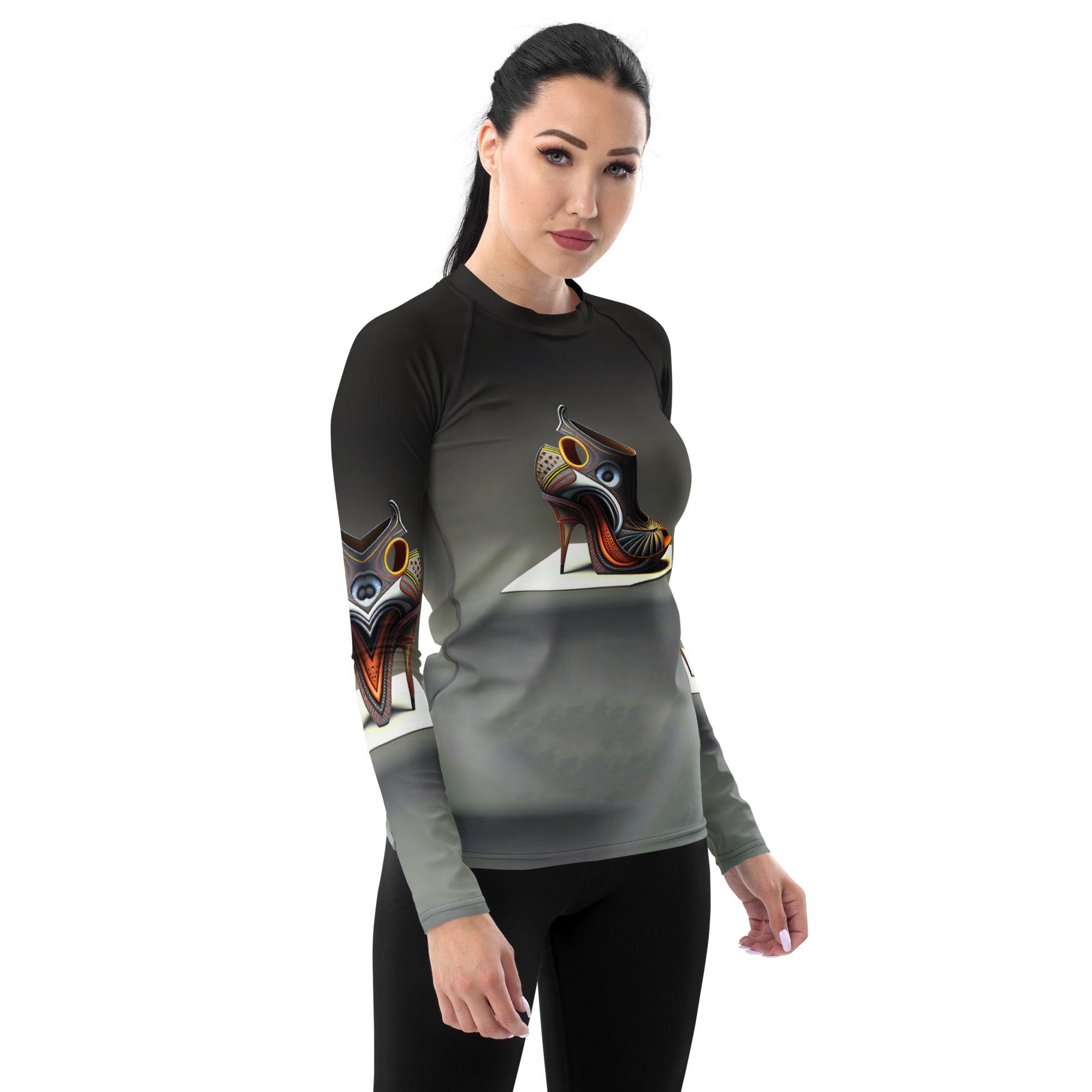 Stellar Glide Futuristic Shoes Women's Rash Guard - Beyond T-shirts