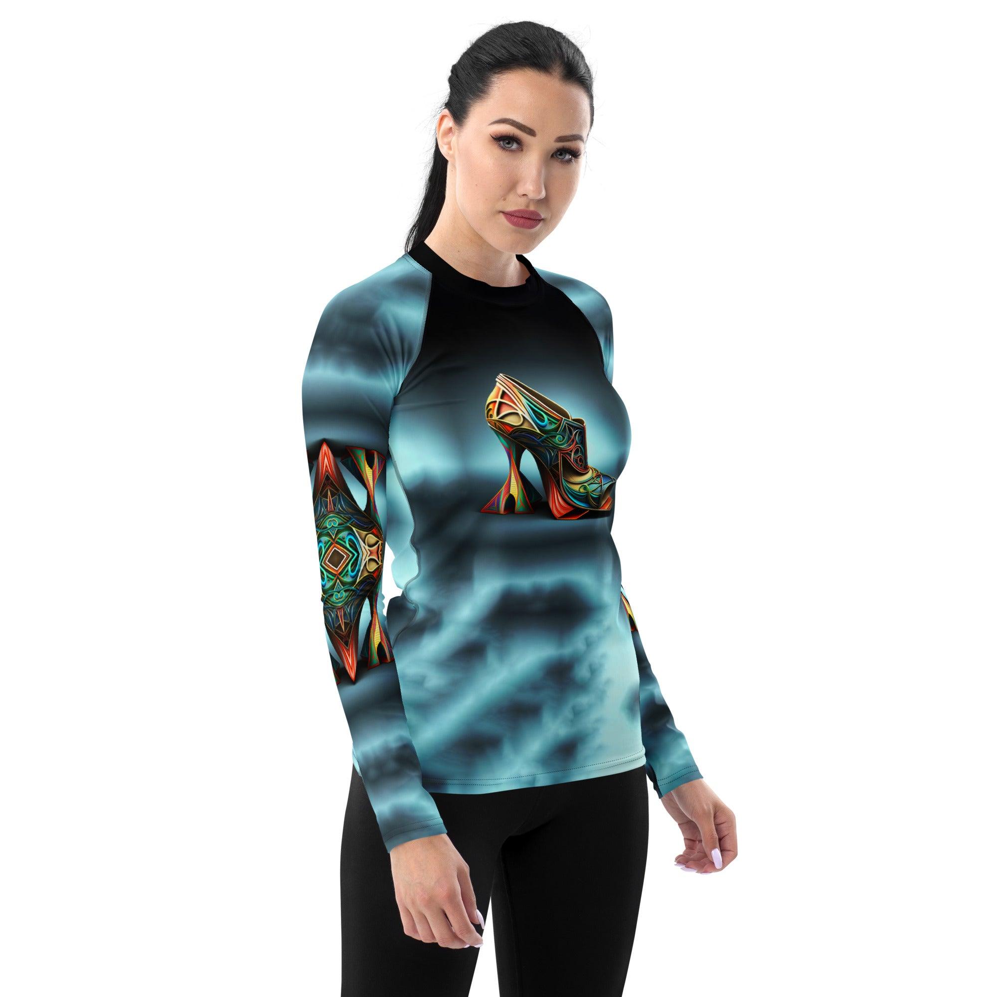 Radiant Nexus Futuristic Shoes Women's Rash Guard - Beyond T-shirts