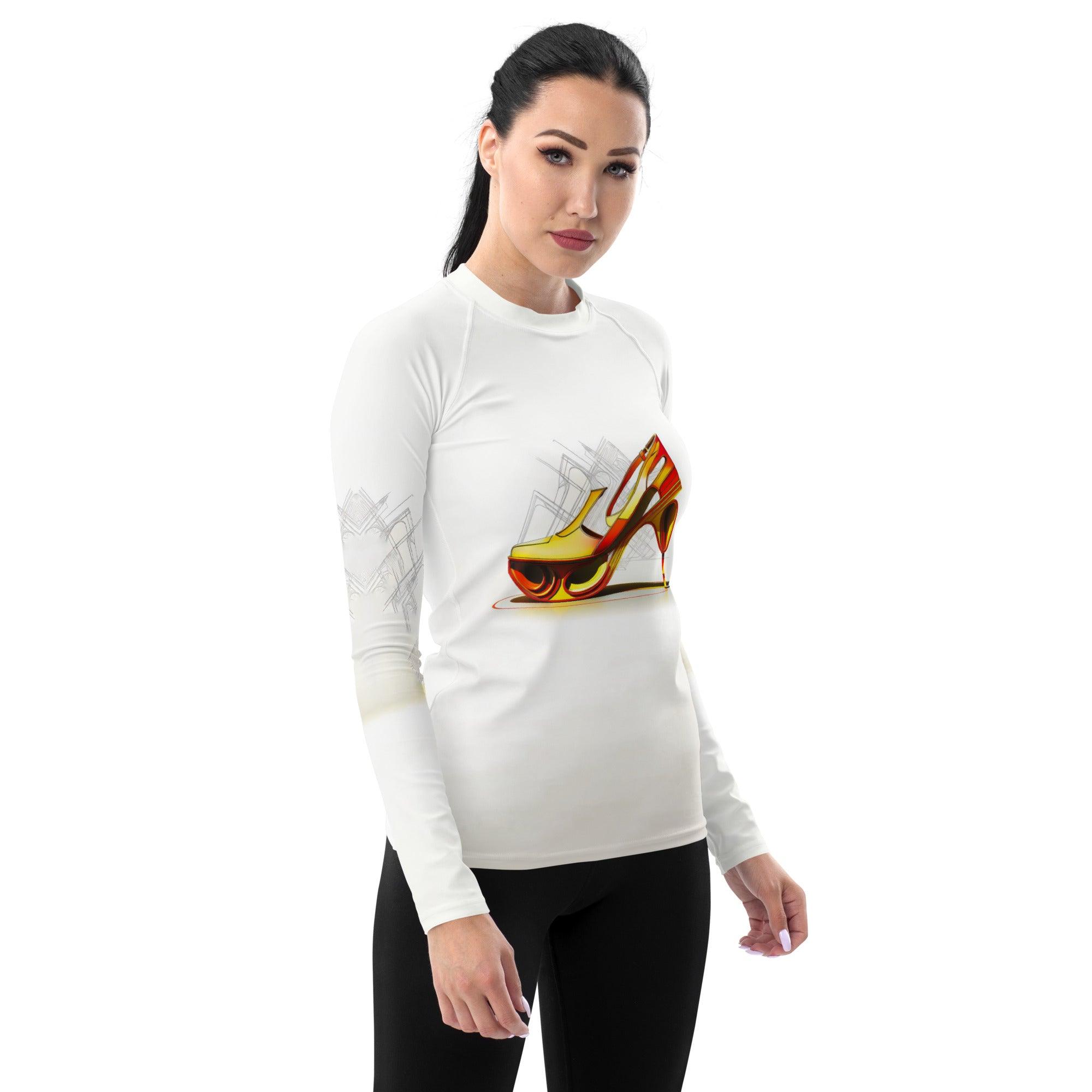 Quantum Elegance Futuristic Shoes Women's Rash Guard - Beyond T-shirts