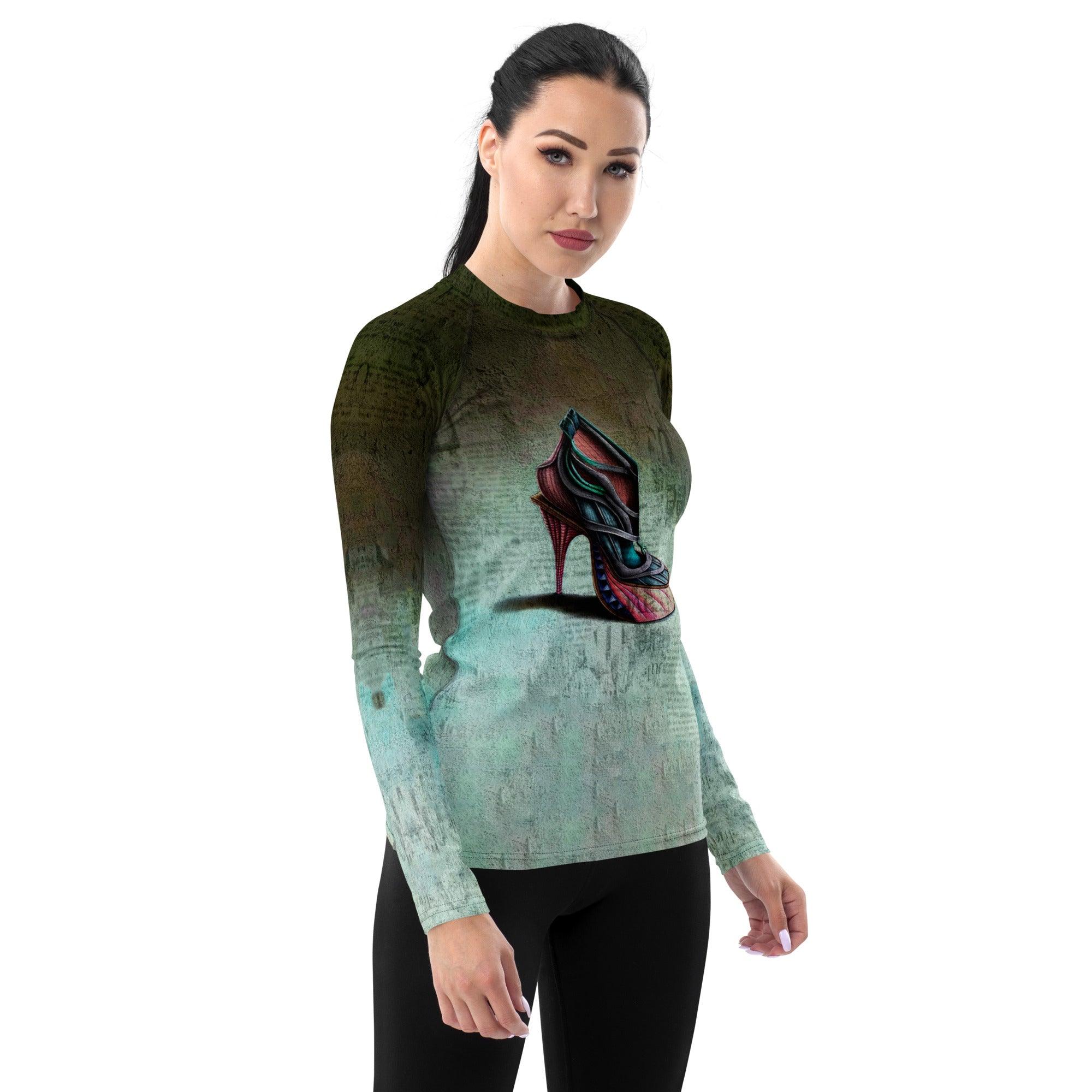 Nebula Stride Futuristic Shoes Women's Rash Guard - Beyond T-shirts