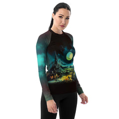 Mystical Cat Halloween Women's Rash Guard - Beyond T-shirts