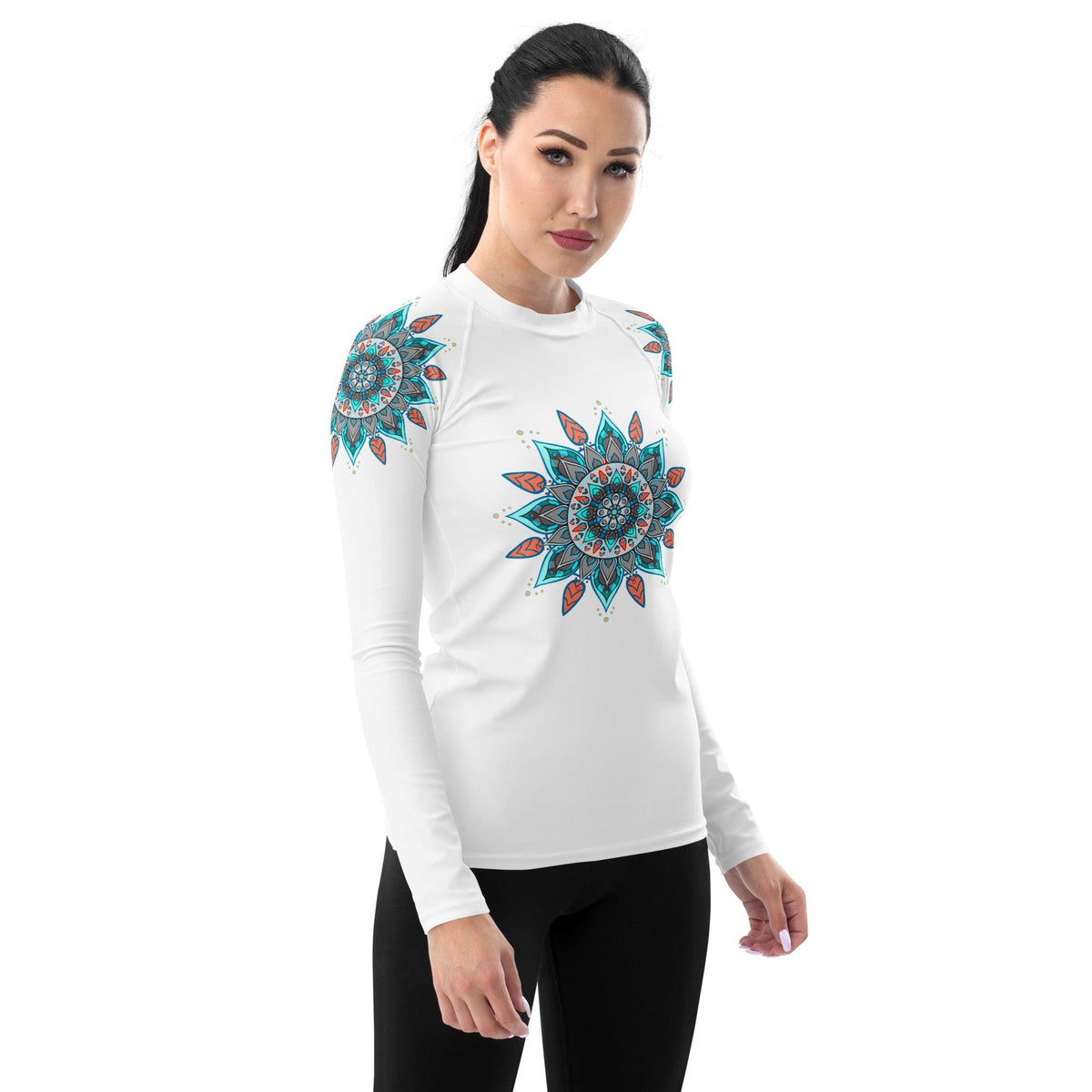 Radiant Sunburst Mandala Women's Rash Guard - Beyond T-shirts