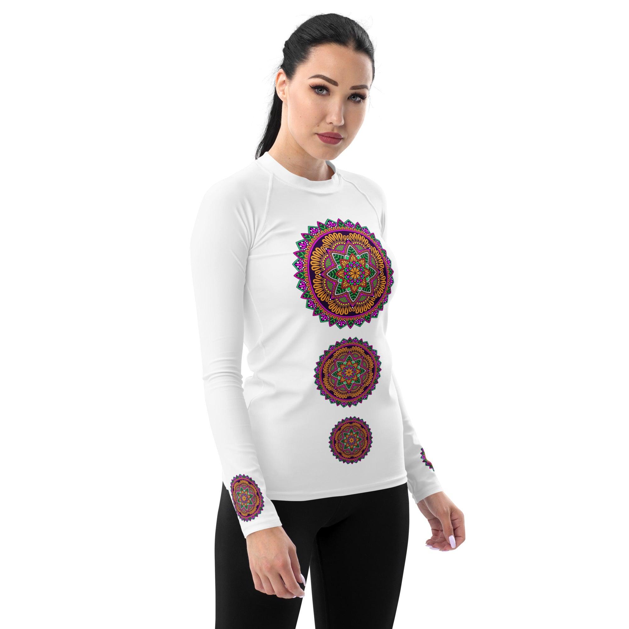 Floral Mandala Women's Rash Guard - Beyond T-shirts