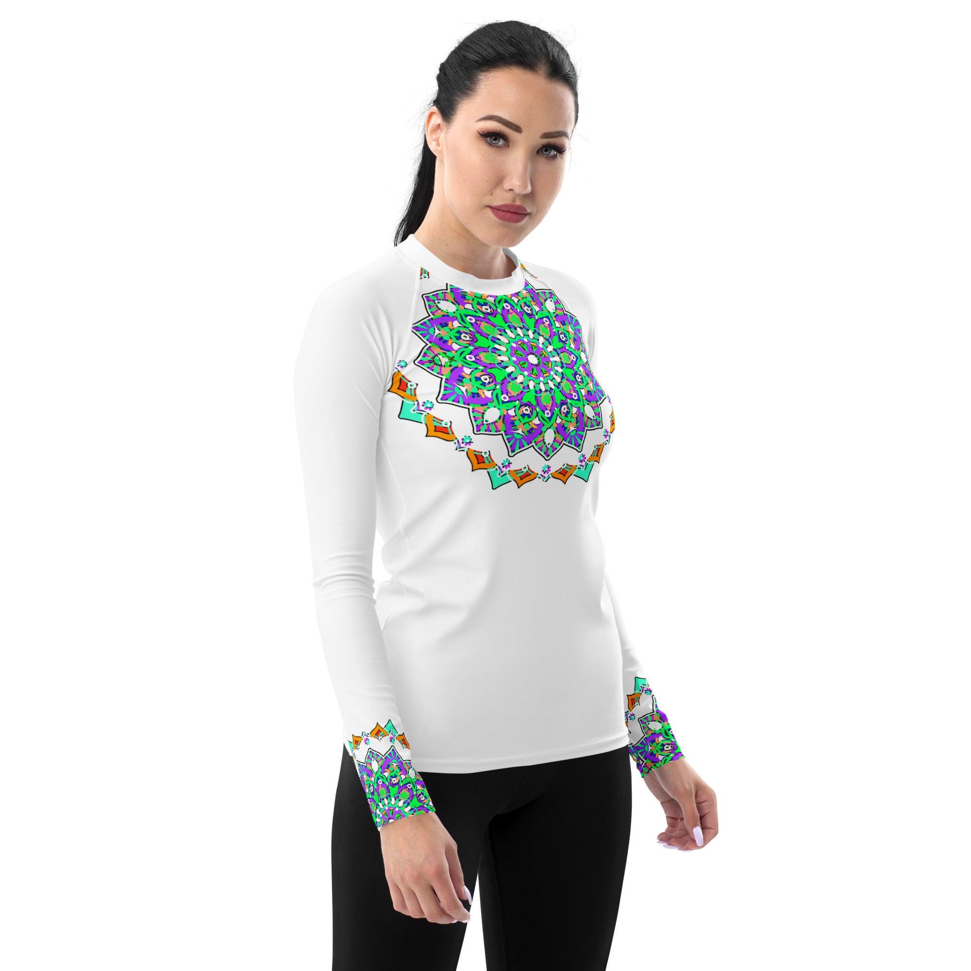 Sunset Serenity Mandala Women's Rash Guard - Beyond T-shirts