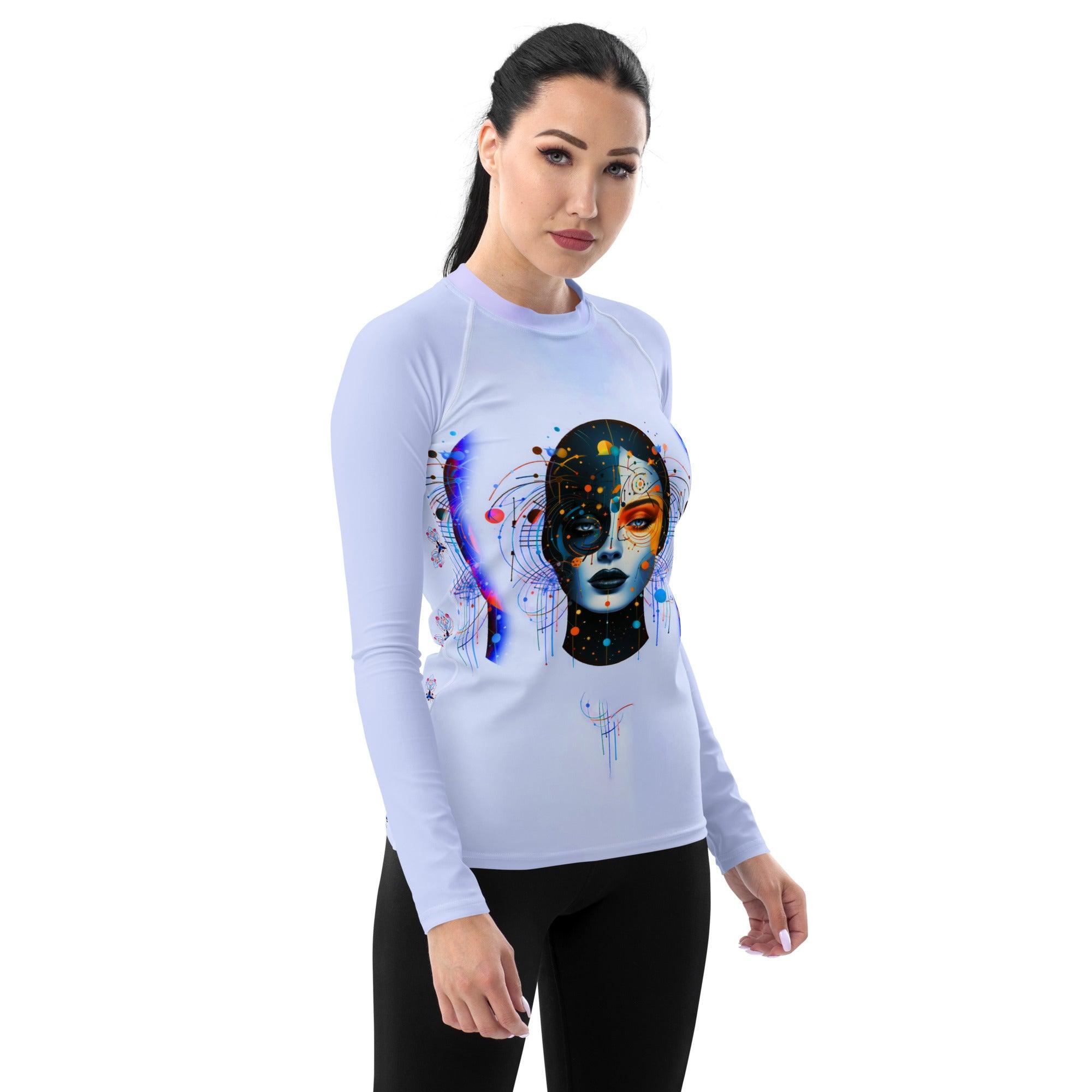 Abstract Grace Unveiled: Women's Art Rash Guard - Beyond T-shirts