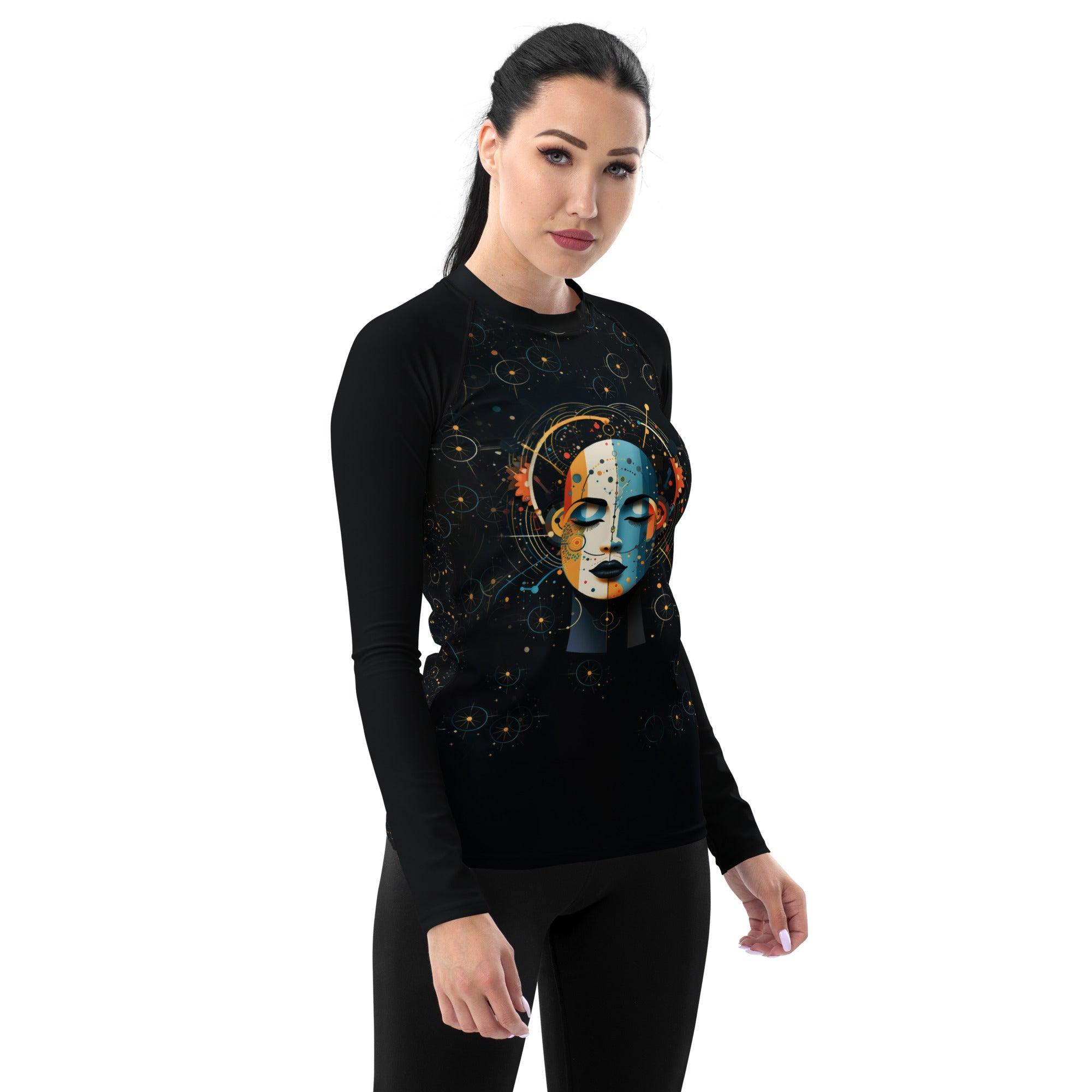 Abstract Elegance: Women's Art Rash Guard - Beyond T-shirts