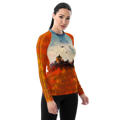 Serene Sunset Landscape Rash Guard