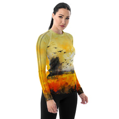 Moonlit Beach Landscape Rash Guard