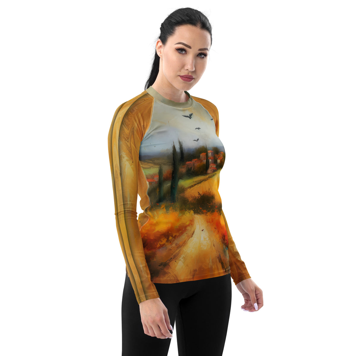 Sunlit Shoreline Adventure All-Over Print Women's Rash Guard