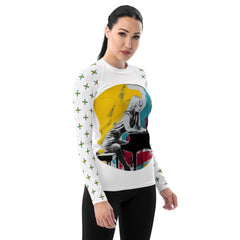 Serene Waves Minimalist Abstract Women's Rash Guard