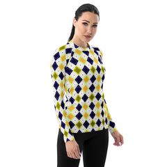 Golden Diamonds All-Over Print Women's Rash Guard