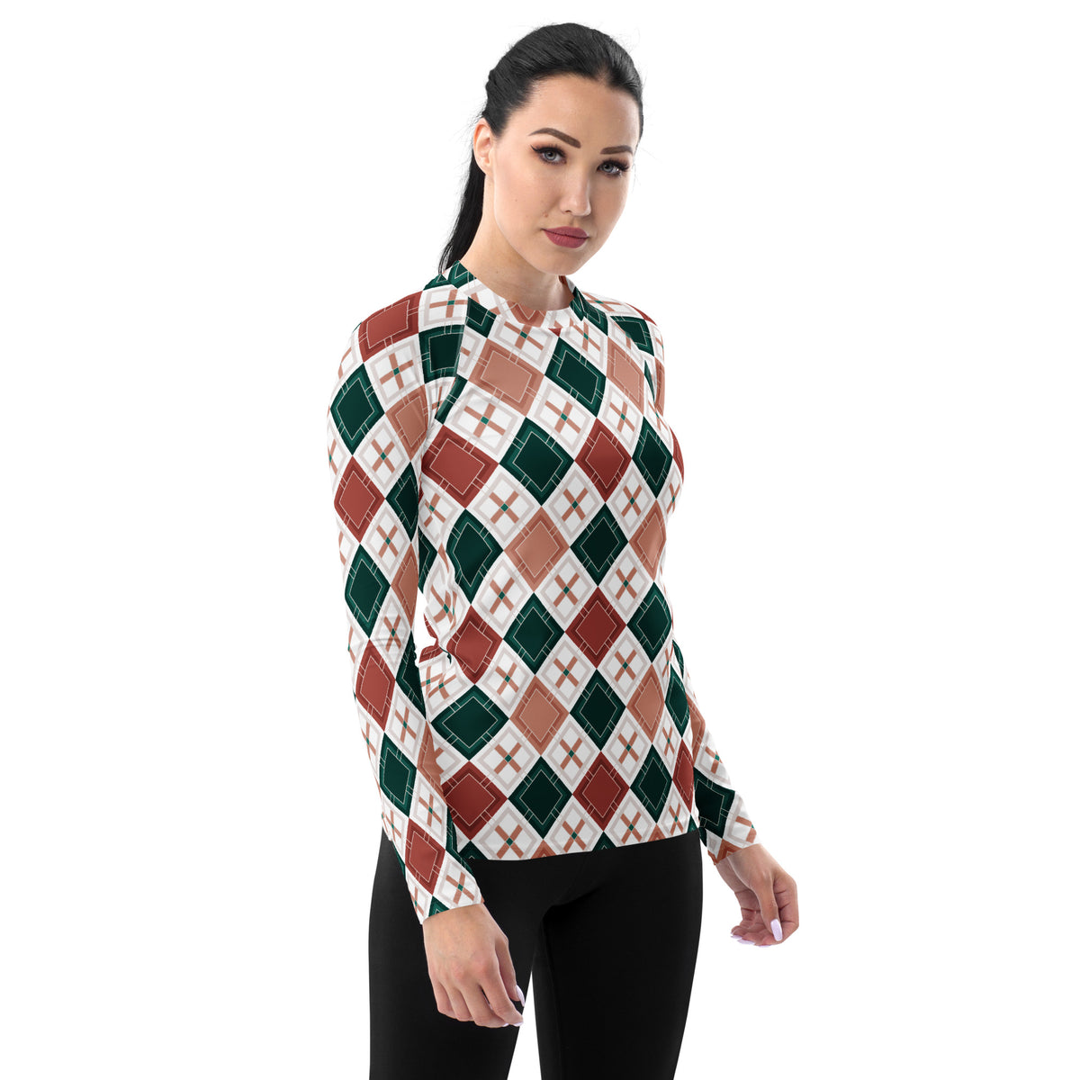 Chic Diamond Waves All-Over Print Women's Rash Guard