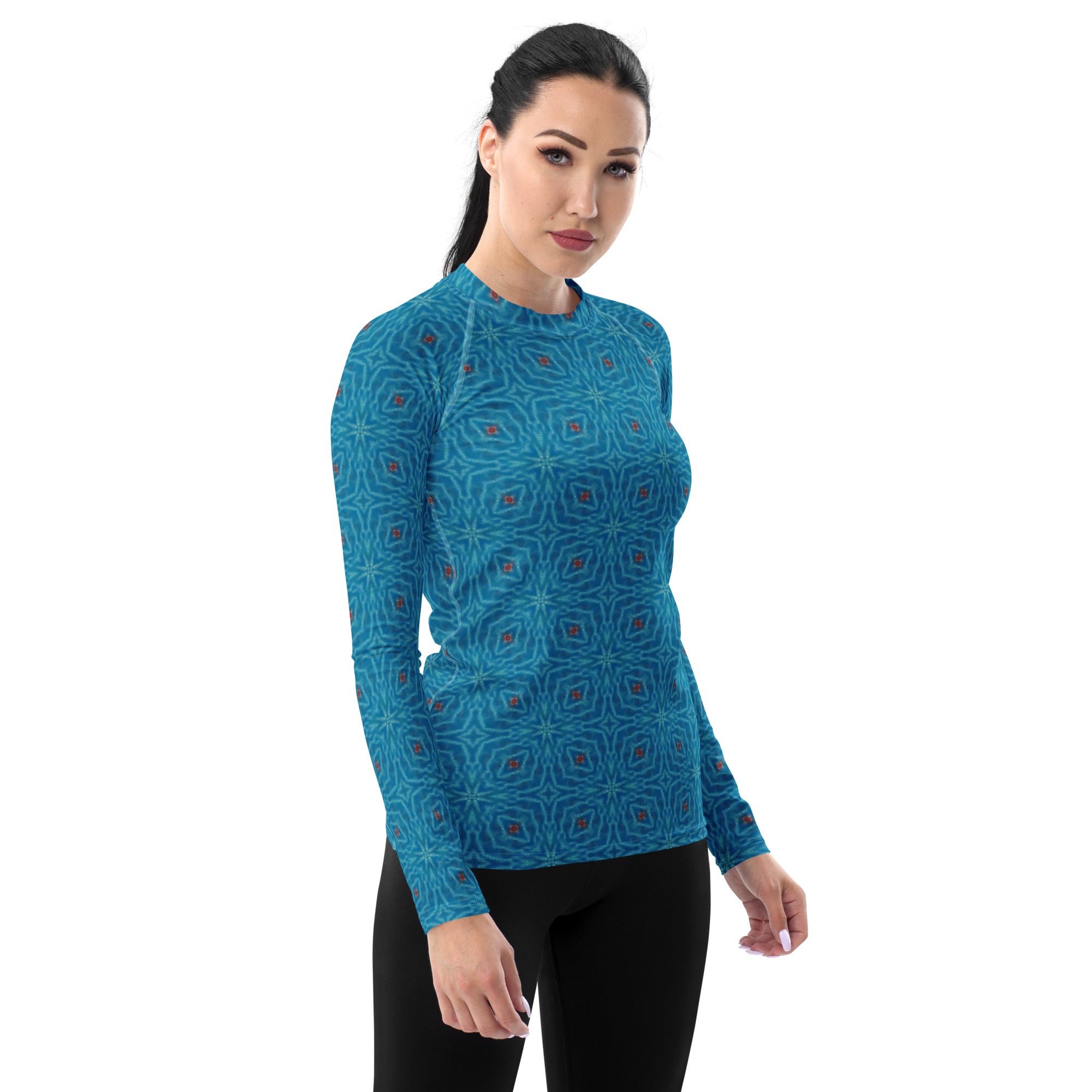 Vibrant Floral Pattern Women's Rash Guard