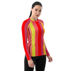 Neon Dreams Colorful Stripe All-Over Print Women's Rash Guard