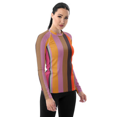 Cosmic Carnival Colorful Stripe All-Over Print Women's Rash Guard