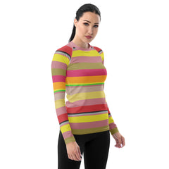 Paradise Palette Colorful Stripe All-Over Print Women's Rash Guard