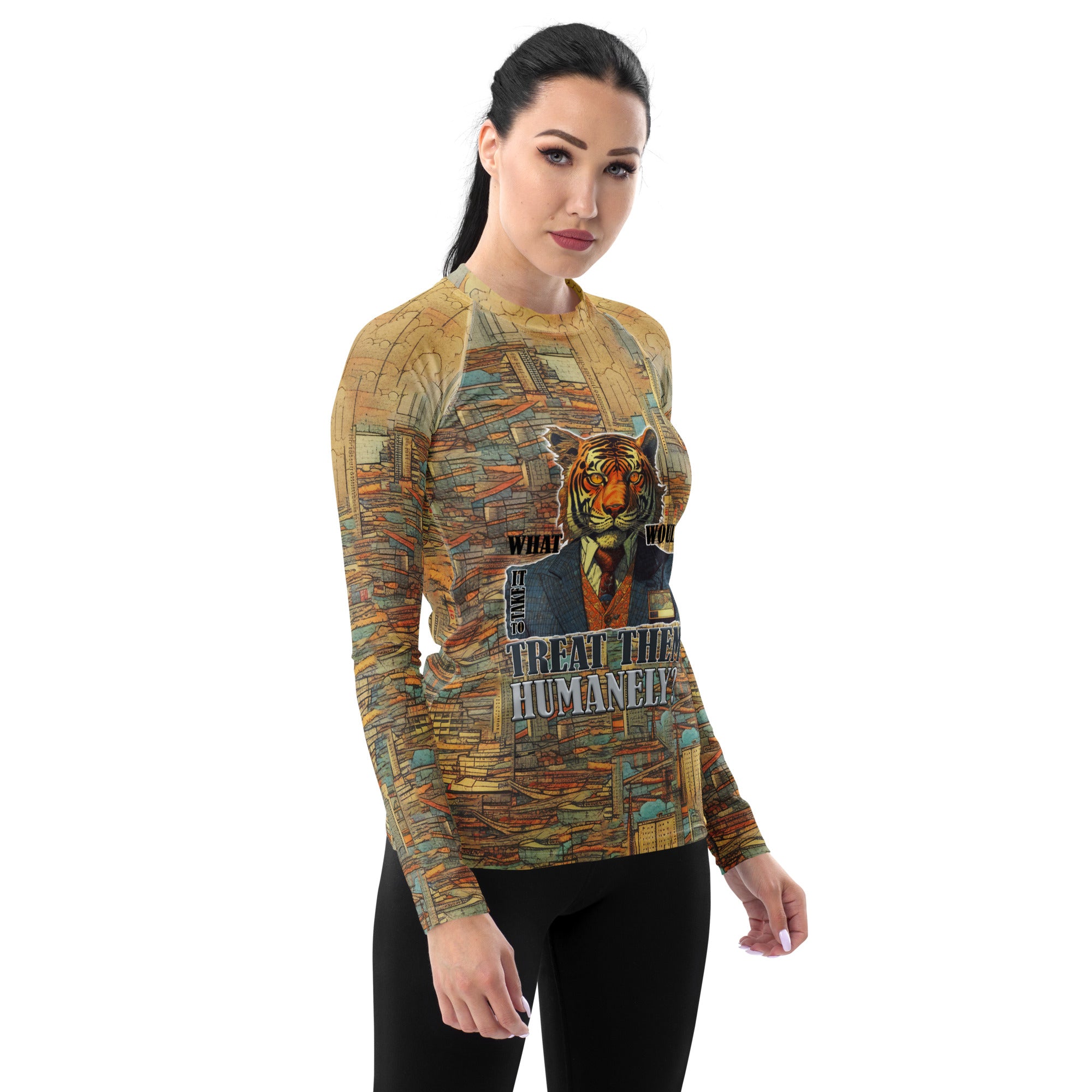 Stylish Women's Rash Guard with Mystical Mermaid Friends pattern.