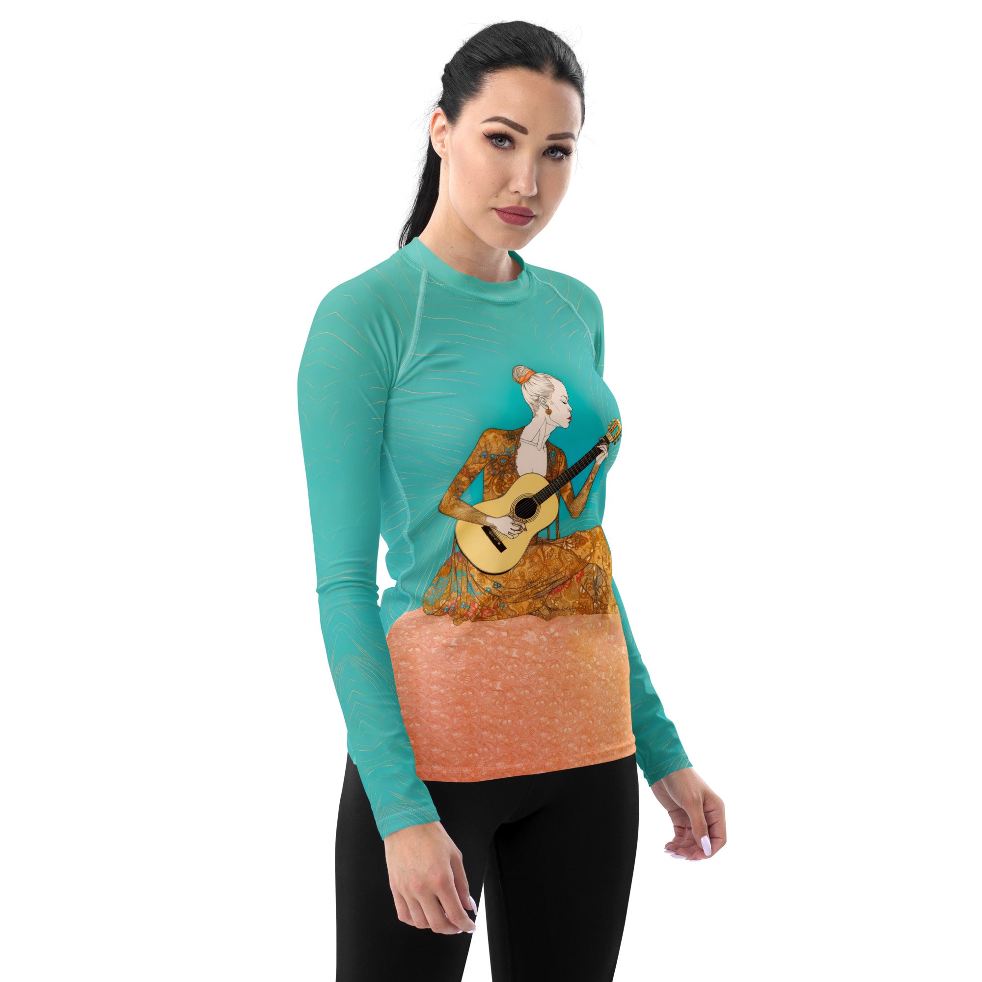 Funky Fusion Rash Guard in Action - Women's Surfing & Swimming Gear