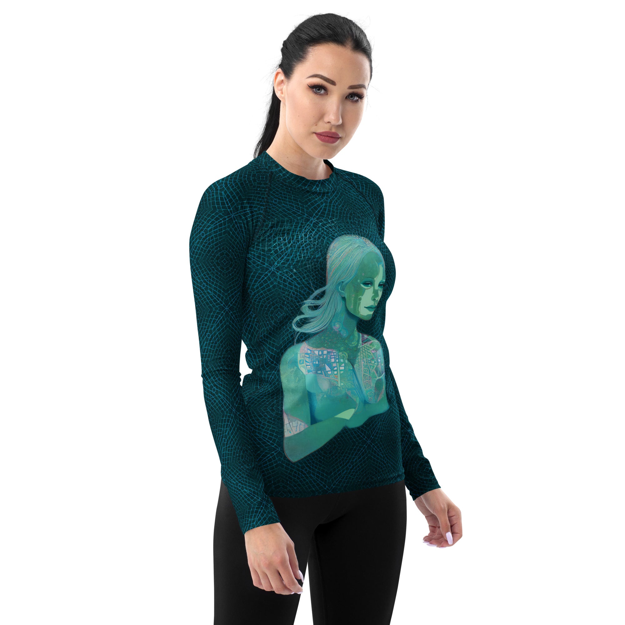 Botanical Bliss Women's Rash Guard - Close-Up Design