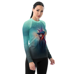 Aurora Wave Women's Rash Guard in outdoor setting