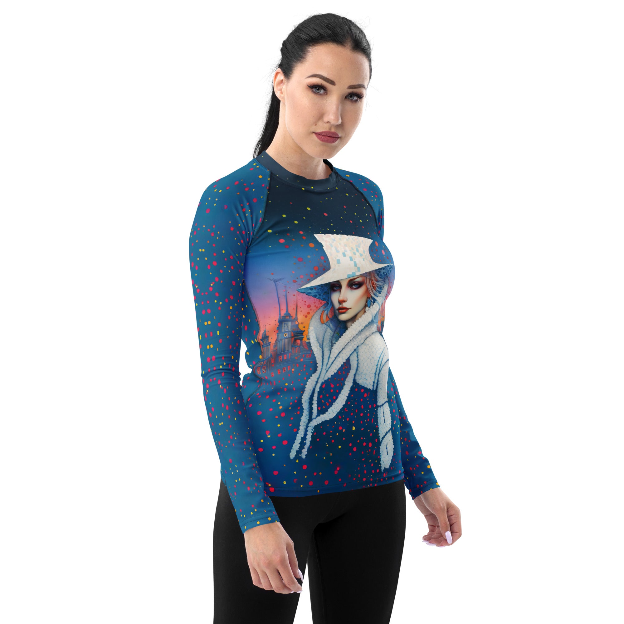 Durable & Comfortable Women's Rash Guard - Galactic Adventure Theme