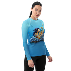 Geometric Wave Women's Rash Guard pattern close-up.