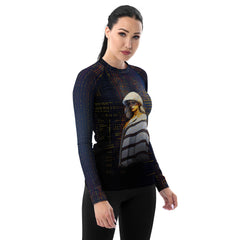 Floral Fantasy All-Over Print Women's Rash Guard front view.