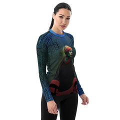 Modern Muse All-Over Print Women's Rash Guard pattern close-up.