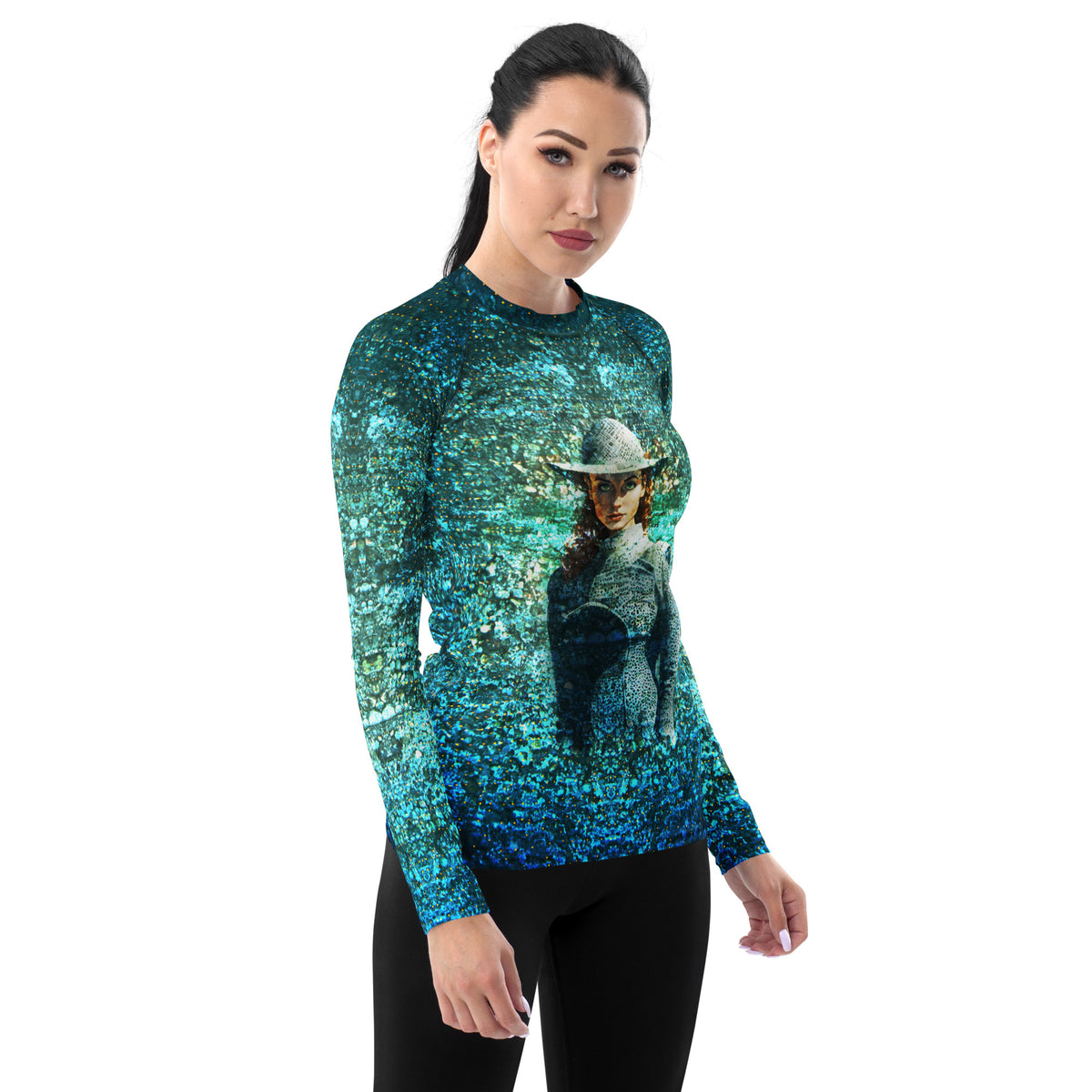 Vibrant Vista All-Over Print Women's Rash Guard front view.